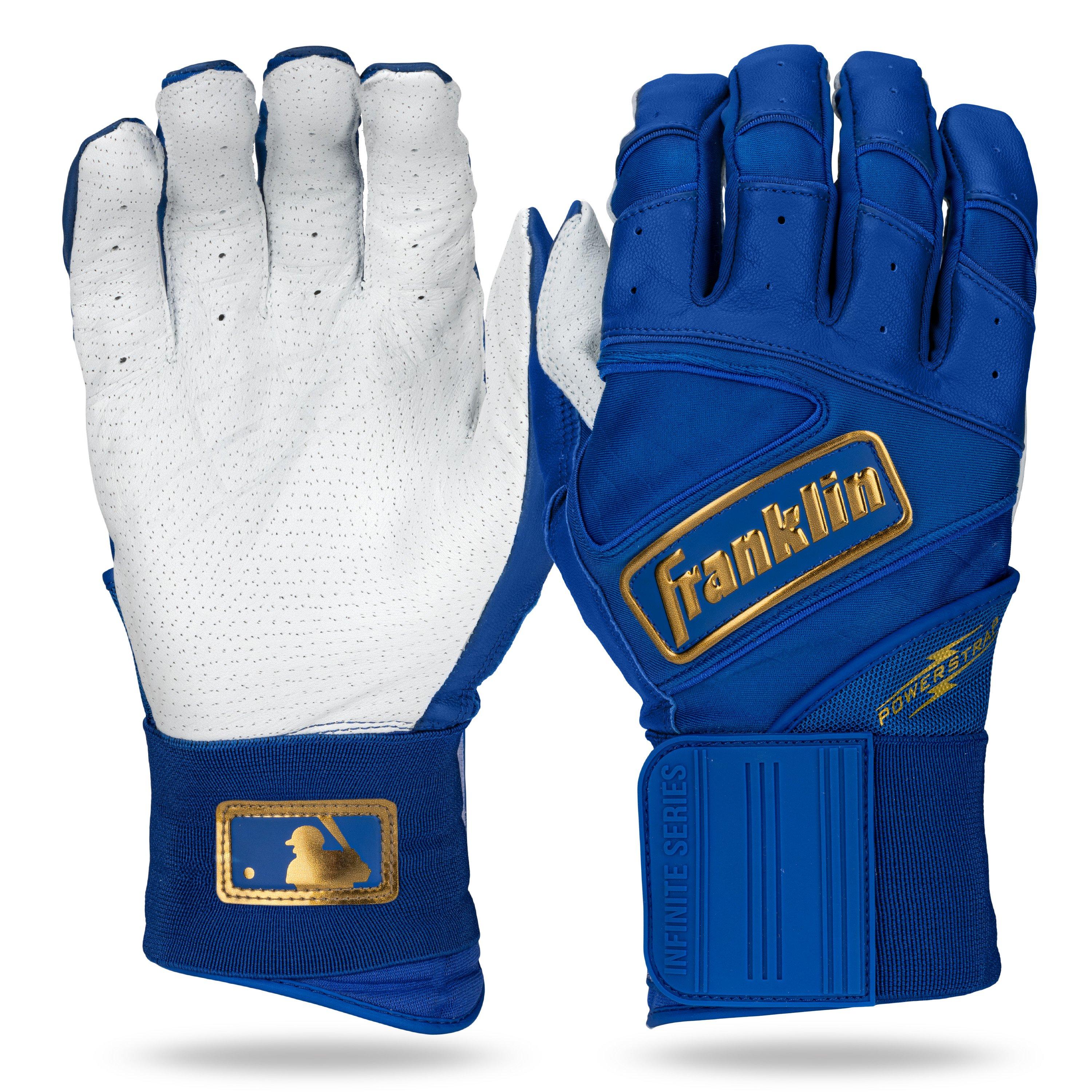 Franklin Sports MLB Adult Powerstrap Batting Gloves - Royal/Gold